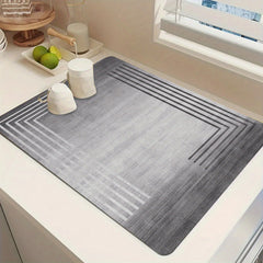 Gray Minimalist Rug Non-slip Hand Washable Mat Kitchen Countertop Absorbent Pad