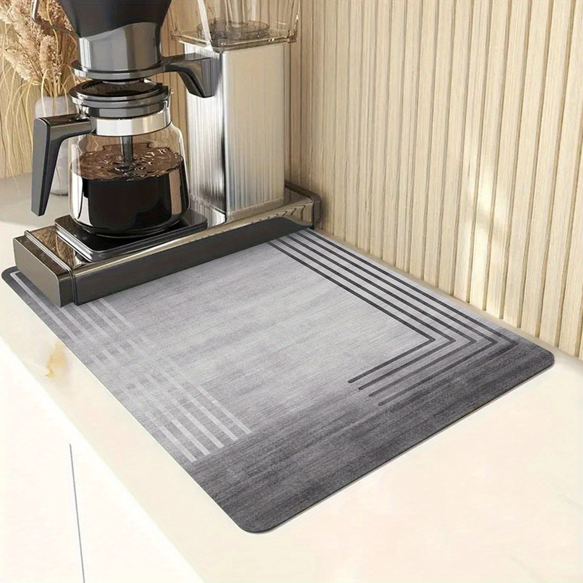 Gray Minimalist Rug Non-slip Hand Washable Mat Kitchen Countertop Absorbent Pad