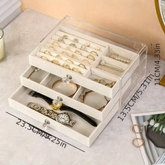 Acrylic Jewelry Storage Box 3-layer Drawer Type Organizer