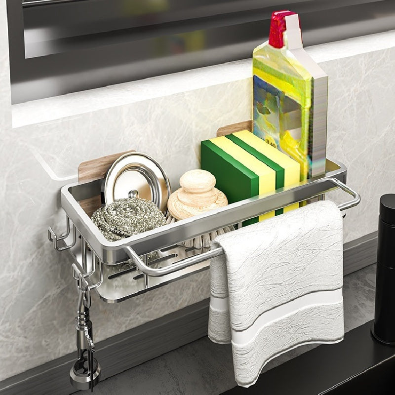 Wall Mounted Sink Storage Rack Stainless Steel Kitchen Organizer