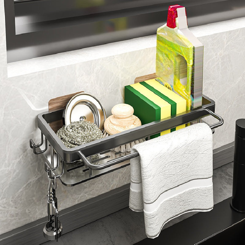 Wall Mounted Sink Storage Rack Stainless Steel Kitchen Organizer