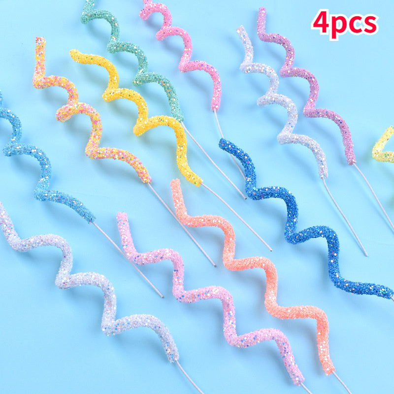 4pcs Soft Stripes Cake Decoration Colorful Dessert Table Party Supplies