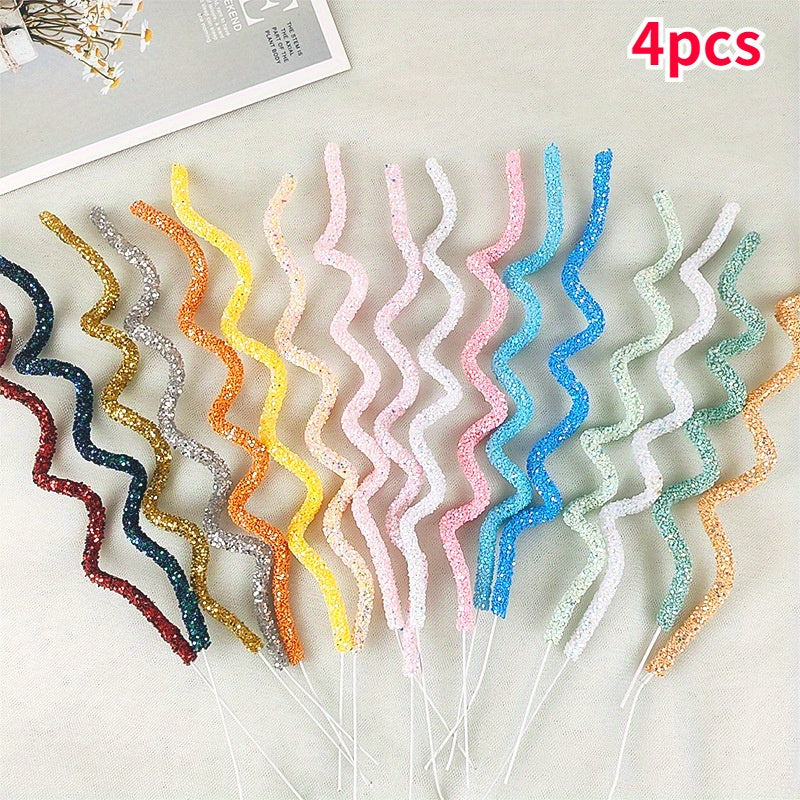 4pcs Soft Stripes Cake Decoration Colorful Dessert Table Party Supplies