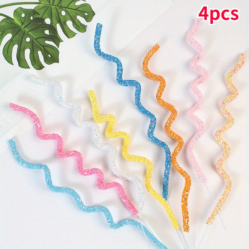4pcs Soft Stripes Cake Decoration Colorful Dessert Table Party Supplies