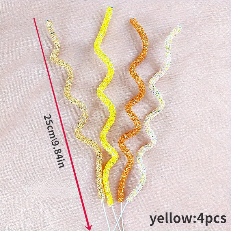 4pcs Soft Stripes Cake Decoration Colorful Dessert Table Party Supplies
