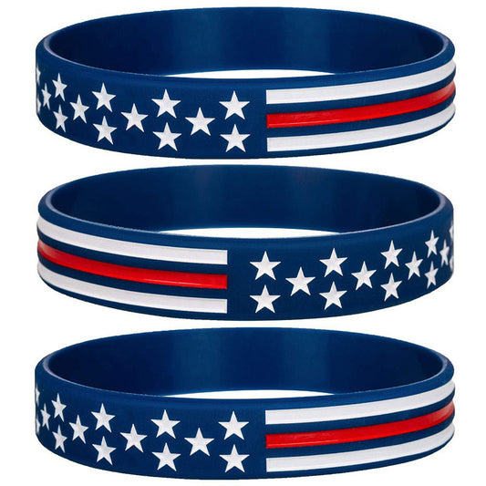 American Flag Pattern Silicone Bracelets for Women