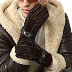 Men's Leather Touch Screen Winter Gloves - Skiing Cycling Motorcycle