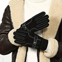 Men's Leather Touch Screen Winter Gloves - Skiing Cycling Motorcycle