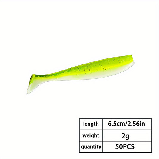 50pcs 6 2g Soft Fishing Lures Bionic Worms Grooves Fishing Tackle