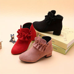 Girls Solid High Heel Boots Lightweight Dress Shoes