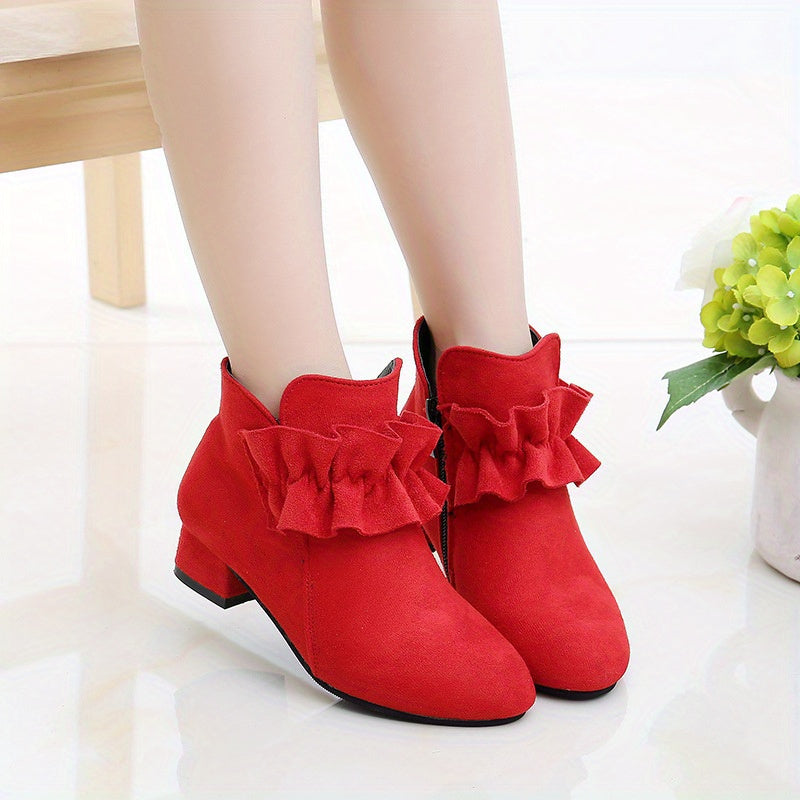 Girls Solid High Heel Boots Lightweight Dress Shoes