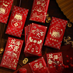 6pcs Dragon Year Zodiac Red Envelope For Year And Spring