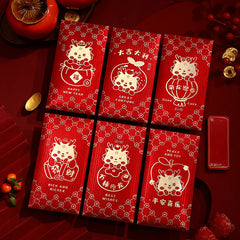 6pcs Dragon Year Zodiac Red Envelope For Year And Spring