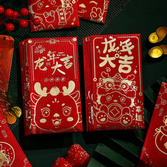 6pcs Dragon Year Zodiac Red Envelope For Year And Spring