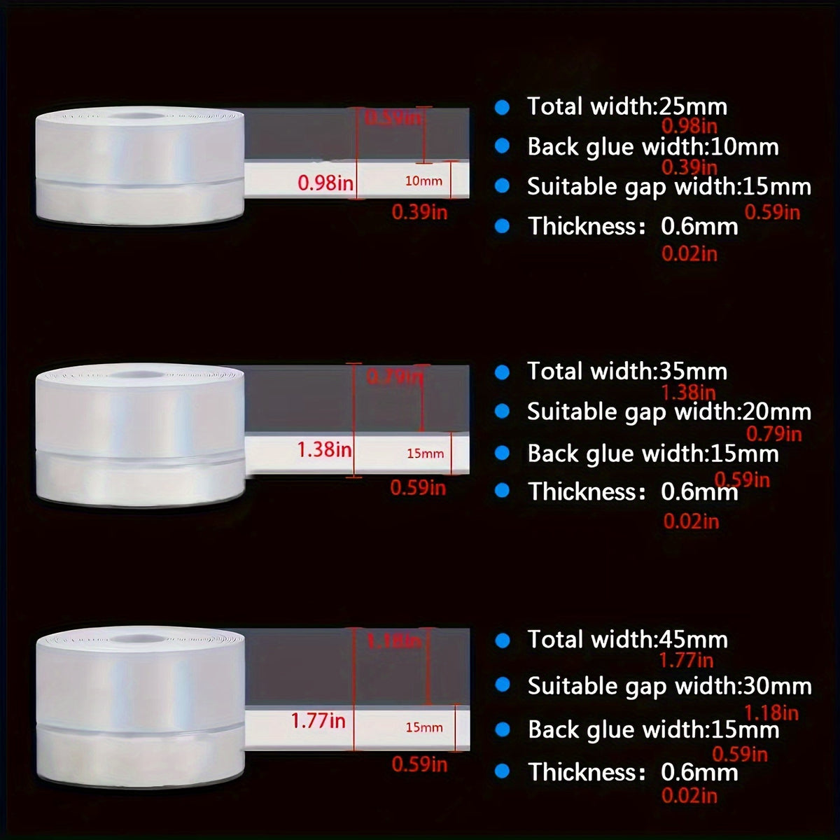 Silicone Weather Stripping Door Window Seal Strip 16ft Long 25mm Width