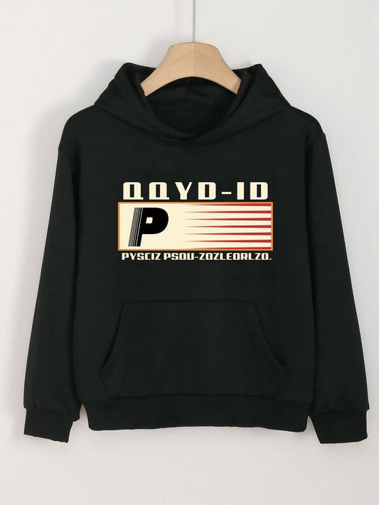 Girls P Pattern Hooded Sweatshirt for Spring and Autumn