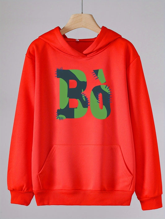 Girls Cartoon Bo Pattern Hooded Sweatshirt for Spring & Autumn