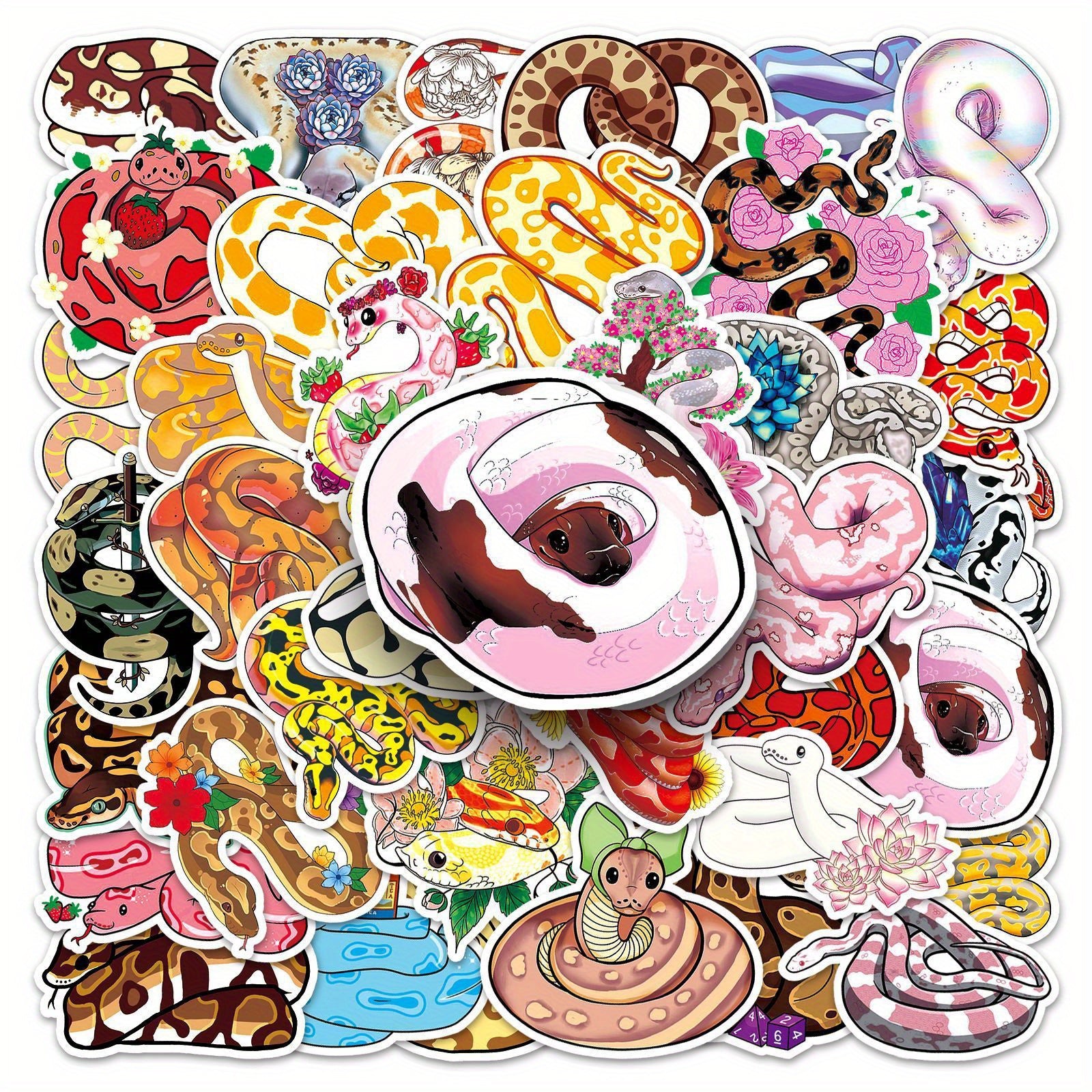 50pcs Fun Snakes Stickers for Stationery Books Laptops Water Cups