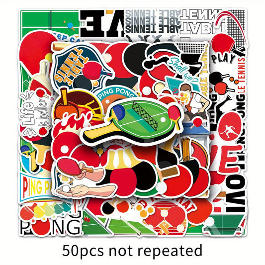 50pcs Table Tennis Graffiti Stickers Laptop Skateboard Phone Water Bottle Travel