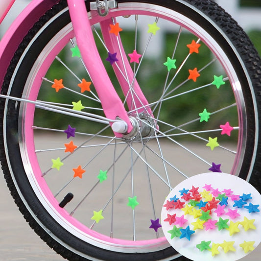 35Pcs Colorful Star Shaped Bike Spokes Beads Decorative Accessories