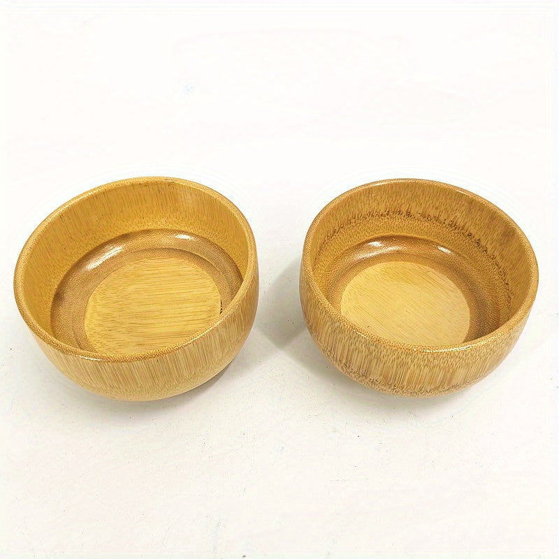 1pc Bamboo Wooden Bowl Safety Striped Bowl Outdoor Camping Picnic Tableware