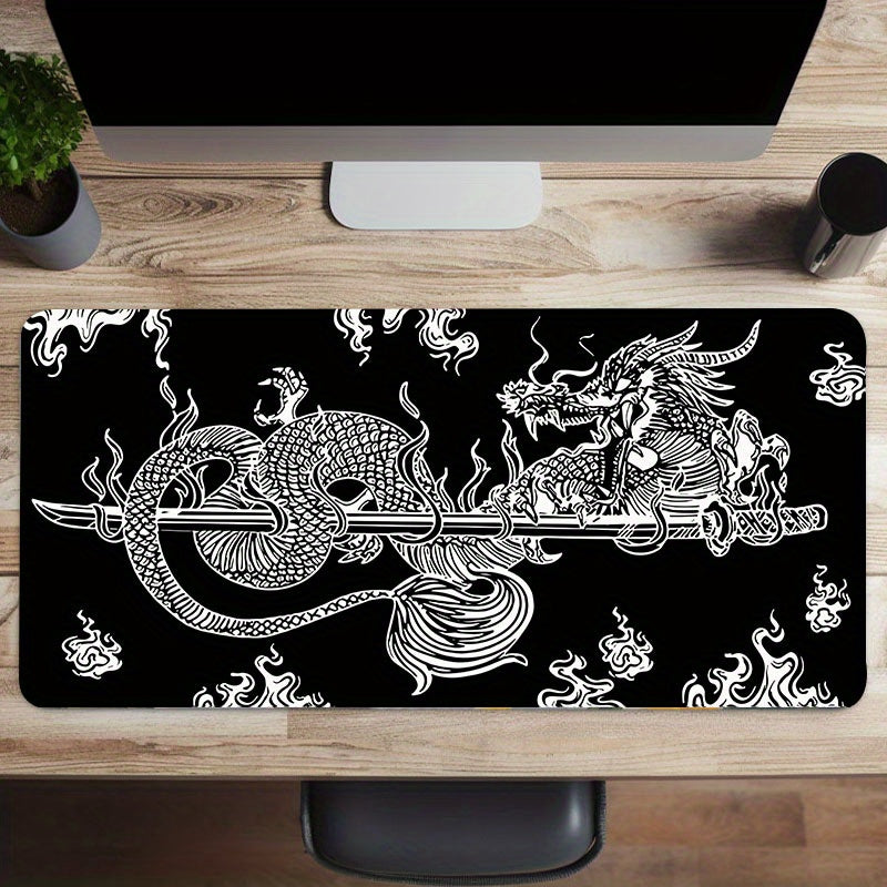 Japanese Dragon Gaming Mouse Pad Large Non-Slip Rubber Base Desk Mat