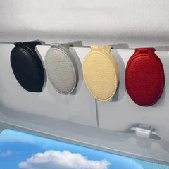 Car Sun Visor Sunglasses Holder Magnetic Adsorption PU Leather Eyewear Holder