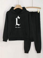 2pcs Stylish Hoodies Jogger Pants Set Girls Sports Spring Fall