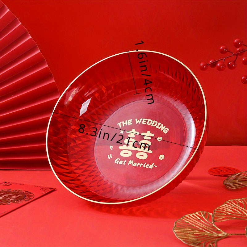 Year Festive Fruit Tray Red Festive Dried Fruit Bowl Year's Gift Decoration