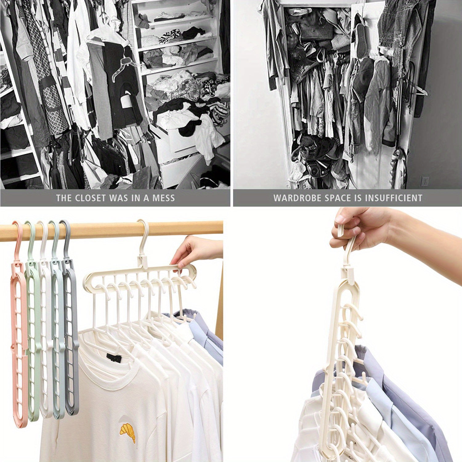 Space Saving Magic Hangers 3 6pcs Set 9 Slots Organizer