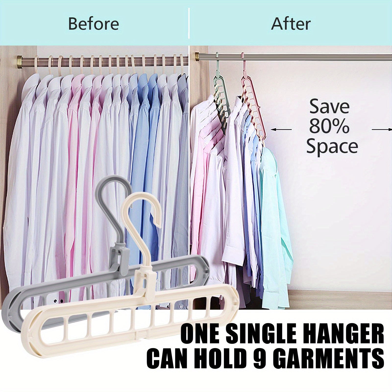 Space Saving Magic Hangers 3 6pcs Set 9 Slots Organizer