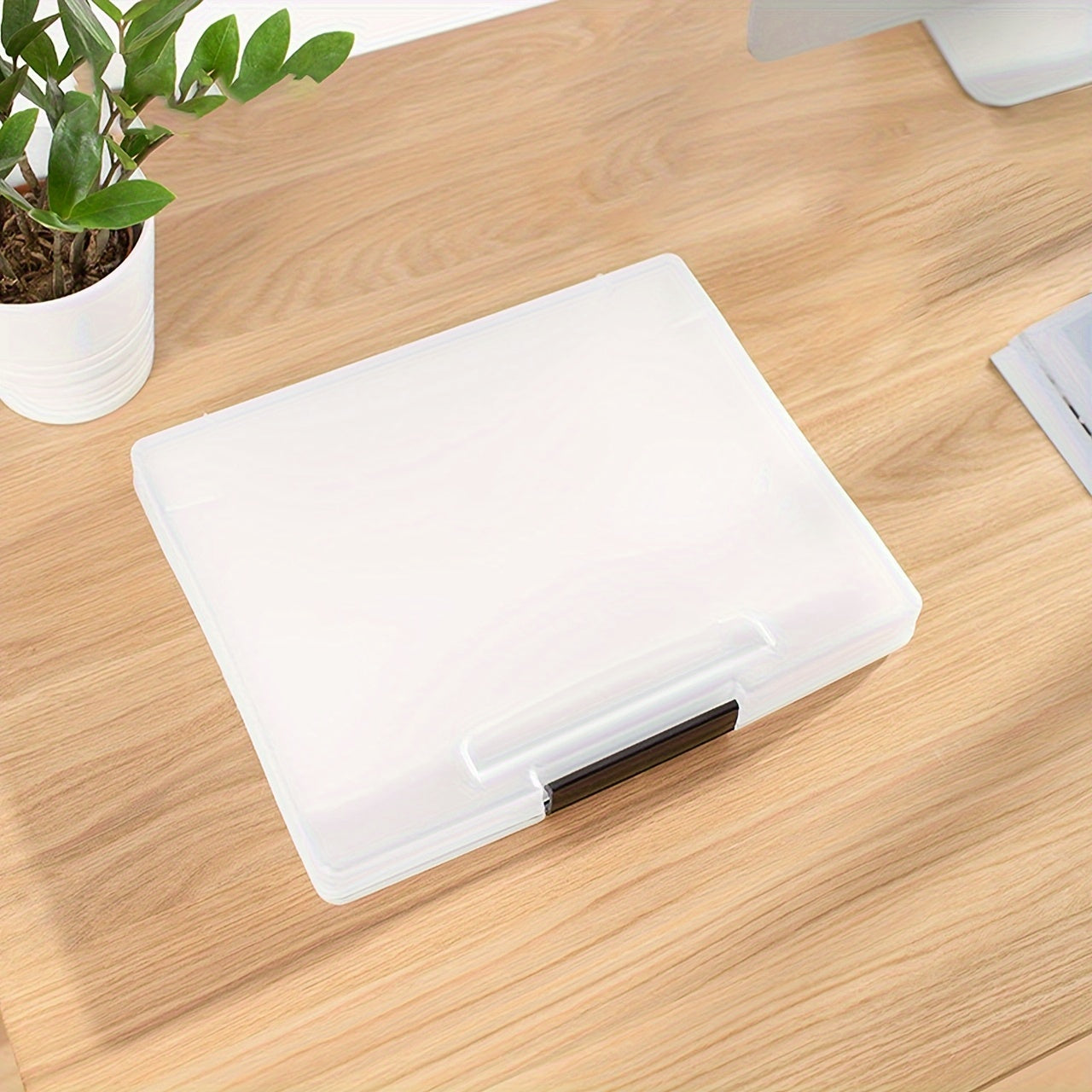 1pc Transparent Storage Box For File Archives Desktop File Storage Box