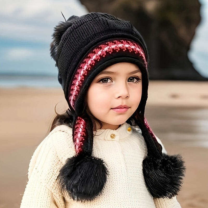 Kids Cartoon Ear Protection Beanie Hat for Winter