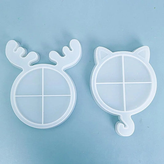Christmas Cat Elk Antlers Reindeer Silicone Tray Mold DIY Crafts