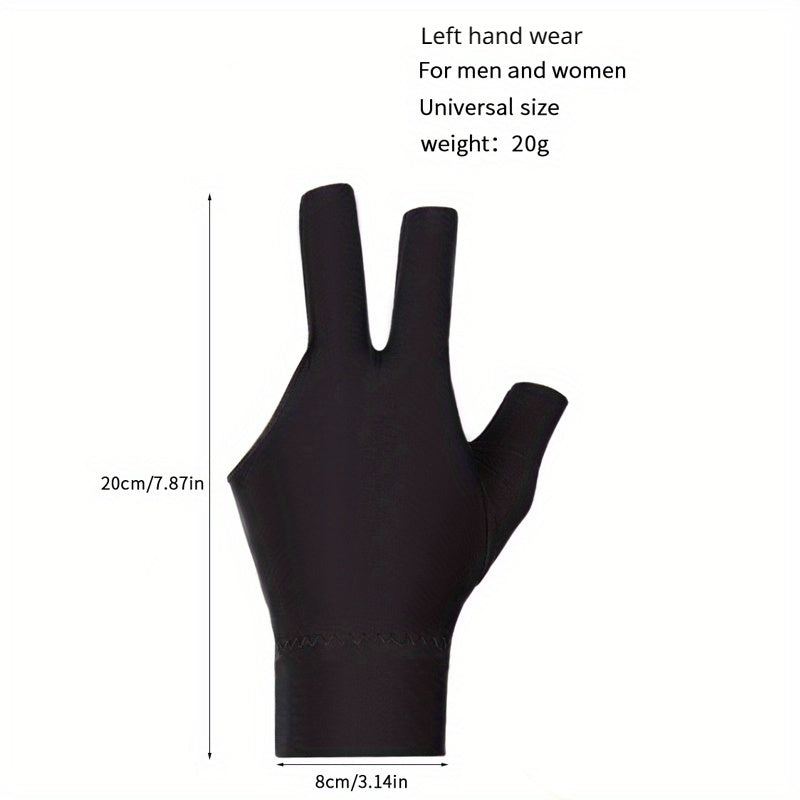 Fingerless Three Finger Billiards Gloves Left Handed High Elastic Unisex