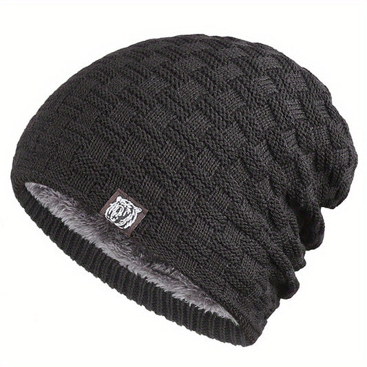 Men's Fleece-Lined Knitted Cap for Autumn/Winter