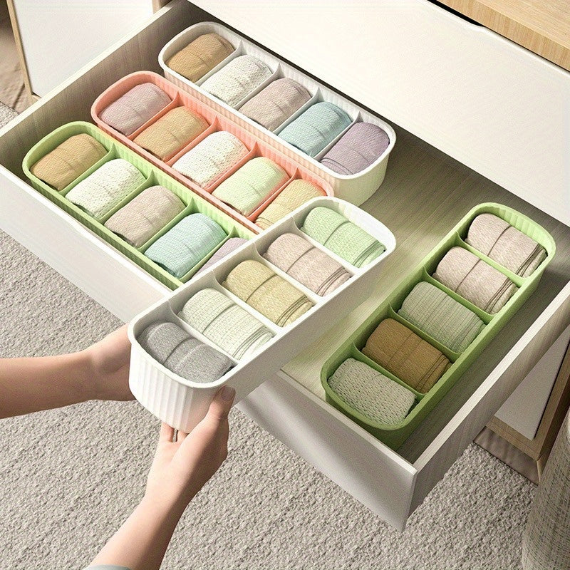 Striped Plastic Socks Box Storage Organizer - 5 Grid