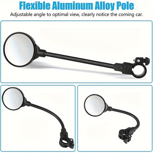 2pcs Bike Rear View Mirror 360 Rotatable Adjustable Wide Angle Universal