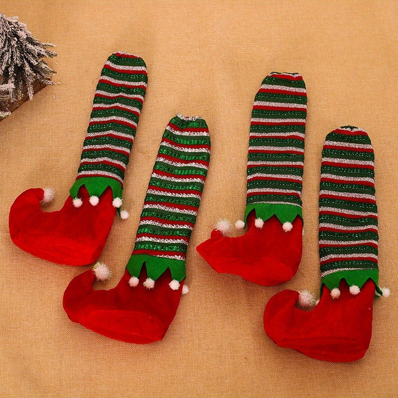Striped Elf Table & Chair Foot Cover Set