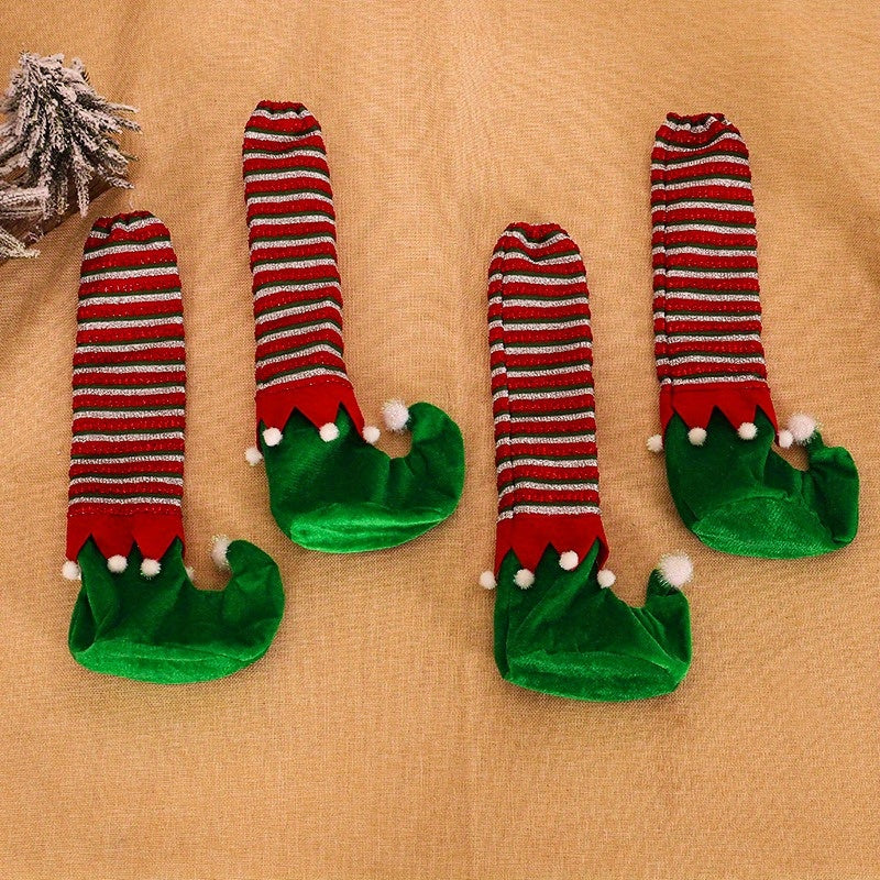 Striped Elf Table & Chair Foot Cover Set