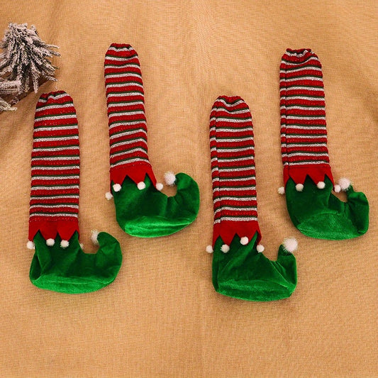 Striped Elf Table & Chair Foot Cover Set