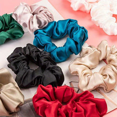 10pcs Silky Satin Scrunchies Hair Ties Elastic Hair Rope Accessories