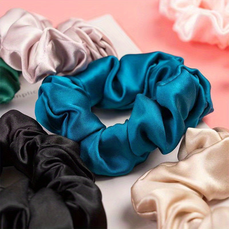 10pcs Silky Satin Scrunchies Hair Ties Elastic Hair Rope Accessories