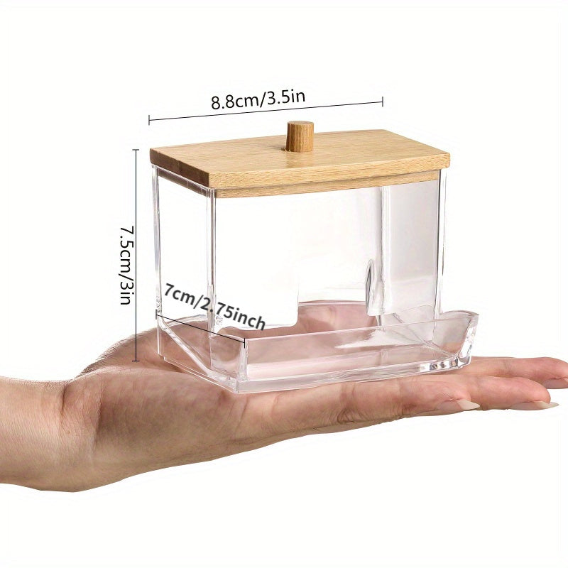 Cotton Swab Pads Holder with Wood Lids - Bathroom Apothecary Jars