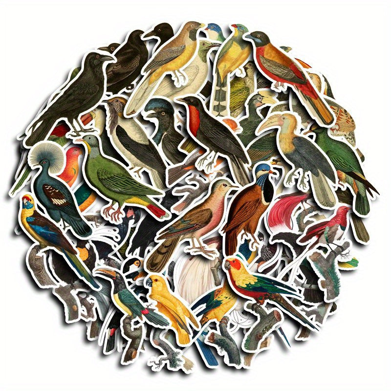 60pcs Retro Birds Stickers For DIY Computer Scrapbook Washi Stickers