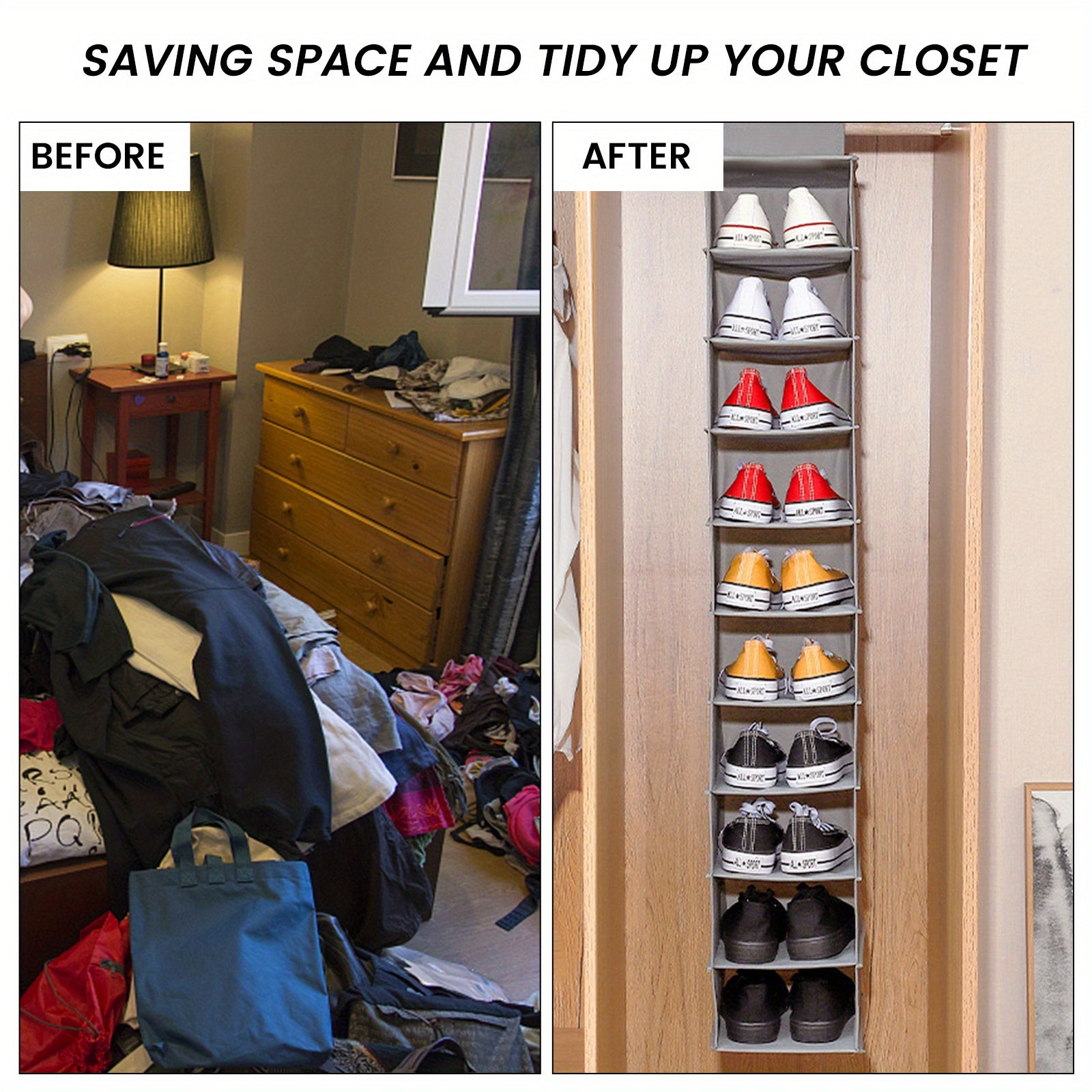 1pc Hanging Shoe Bags Dust-proof Storage Bags For Bedroom Closet Wardrobe