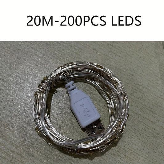 20M Led String Lights Colorful Warm Lights USB Plug Year Party Decorations
