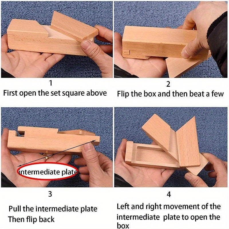 Wooden Brain Teaser Secret Opening Puzzle Box IQ Toy