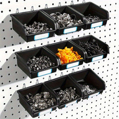 2pcs Stackable Pegboard Bins w/ Hooks Garage Storage Organizer