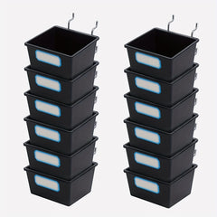 2pcs Stackable Pegboard Bins w/ Hooks Garage Storage Organizer
